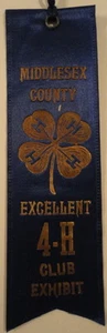 4-H Middlesex County Vintage 1930's Massachussett Satin Blue Ribbon - Picture 1 of 1