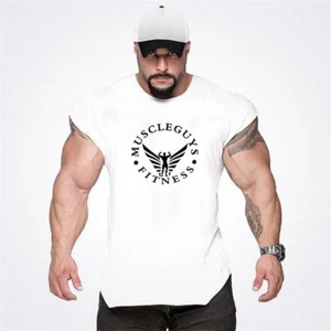 New Fitness Screen Printed Tank Tops for Men's Workout Sport Running Mesh Vests - Picture 1 of 15