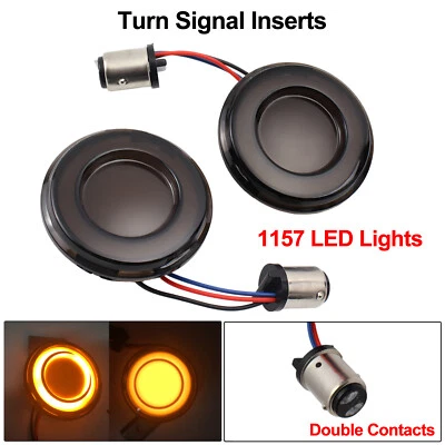 2 Inch Bullet LED Turn Signal Inserts For Harley Dyna 1157 Double Contacts Light - Image 1 of 4