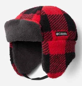 Columbia Rugged Ridge Trapper Hat Kids L/XL Red Check Sherpa Fleece Lined JDM710 - Picture 1 of 10