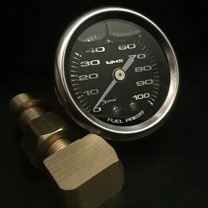 BLACK FUEL PRESSURE GAUGE IN LIQUID FOR HONDA CIVIC 1.5" 100PSI 1/8 NPT B - Picture 1 of 3