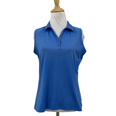 Polo de tenis de golf deportivo Haley Top para mujer pequeño azul copen sin mangas Foto 1 de 4