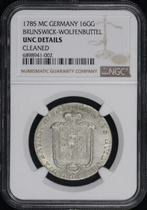 1785 MC Estados Alemanes Brunswick-Wolfenbuttel 16 Gute Groschen NGC UNC Detalles - Imagen 1 de 2