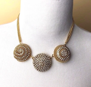 nOIr Statement Halskette goldfarbene Kristalle Medaillon Multi Kette - Bild 1 von 11