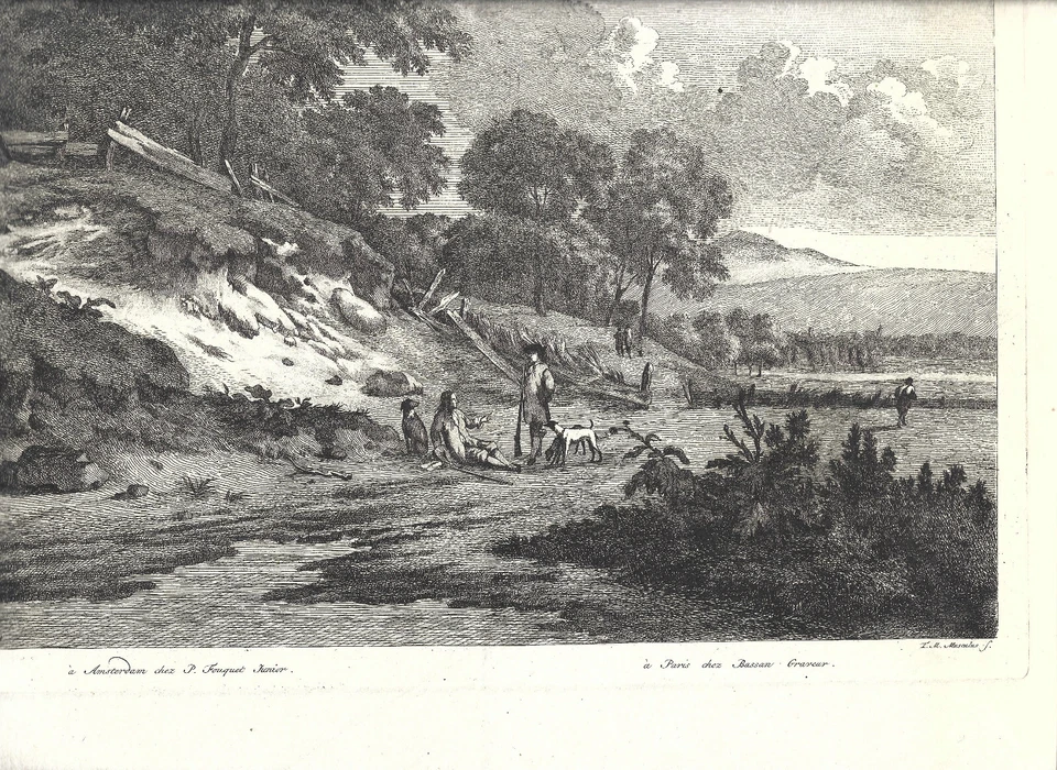 Chasse WYNANTS MUSCULUS FOUQUÉ BASSAN gravure ancienne chasseurs et leurs chiens - Photo 1/4