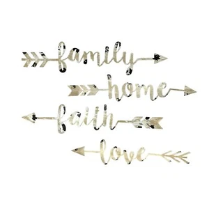 Rustic White Metal Wall Art Set – Love, Faith, Family Signs (4-Piece) - Picture 1 of 8