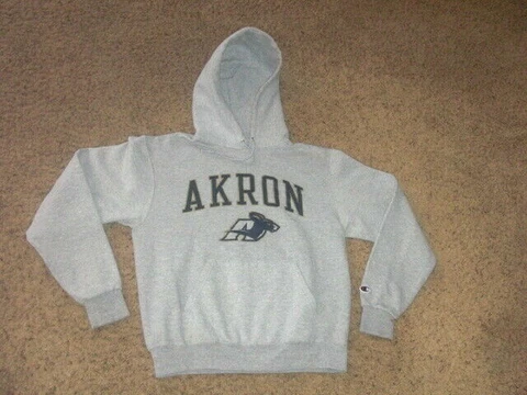 AKRON ZIPS gray Champion Hoodie Sweatshirt Women's Small Cover