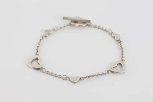 7" Tiffany & Co. 925 Silver Open Heart Lariat Toggle Bracelet (6.62g.) - Picture 1 of 3