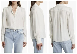 FRAME Womens Victorian Silk Off White Beige Long Sleeves Blouse M $398 NWT - Picture 1 of 12