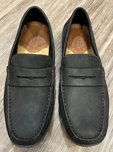 J. Murphy By Johnston & Murph Driving Penny Loafer Black Leather 9.5M W/ Inserts - Picture 1 of 11