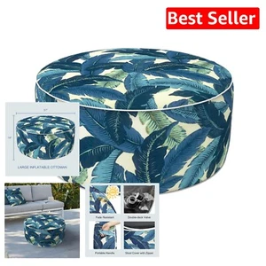 All-Weather Inflatable Ottoman - Stylish 31" Round Footrest for Home & Garden - Picture 1 of 10