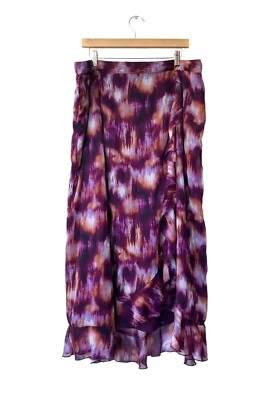 Antigua Falda Midi Azul Marino con Volantes XXL 2XL Tie Dye Hada Grunge Púrpura Y2K Festival Boho Foto 1 de 4