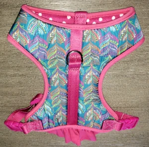 HÜNDCHEN WELPE HUND ROSA BLAU GESCHIRR RÜSCHENBESATZ Größe SMALL super gepflegt! - Bild 1 von 2