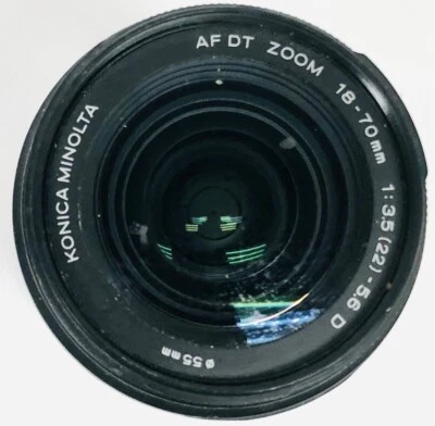 Lente de cámara Konica Minolta AF DT zoom 18-70 mm f/3,5-5,6 D para piezas COMO ESTÁ Foto 1 de 4