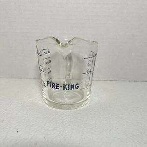 Vintage Fire-King 8 Unzen 1 Tasse Klarglas Messbecher mit blauen Buchstaben 496 USA - Bild 1 von 5