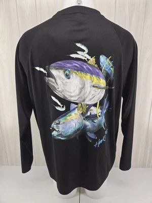 Bimini Bay Graphic Tee Men's XL Black Fishing Polyester Pullover Long Sleeved - Image 1 of 4