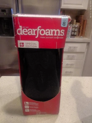 women's black knit/fleece dearfoams slippers size 8 new in box low fast shipping - Image 1 of 4