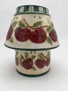 WAXCESSORIES Große Glas Kerze Keramik Schirm & Sockel Halter APFEL DEKOR Macintosh - Bild 1 von 8