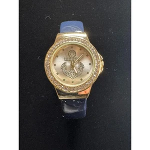 Ladies Anchor Watch - Gold Case | Crystal Bezel | Blue Leather Band | - Picture 1 of 4