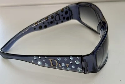 Christian Dior Sparkling Vintage Sunglasses W/Case Blue Plastic - Image 1 of 4