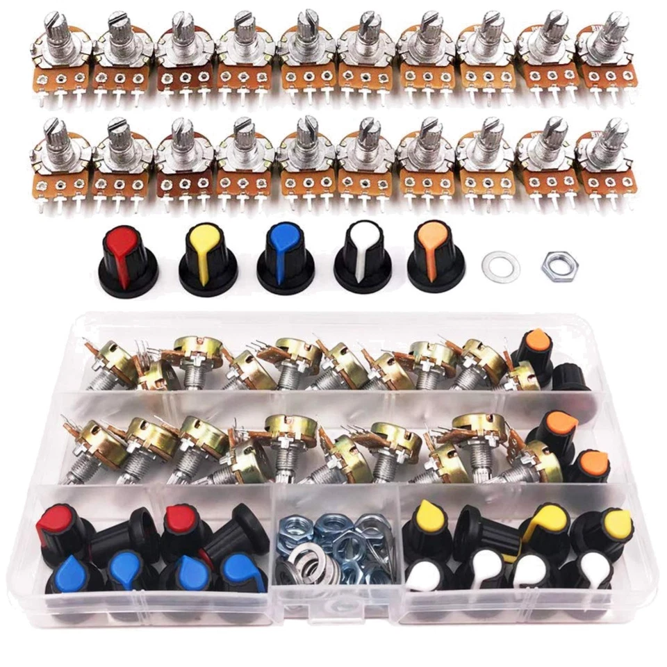 Potentiometer, Linear, B5K, B10K, B20K, B50K, B100K, 3Pin, Dreh, Schieberegler - Bild 1 von 4