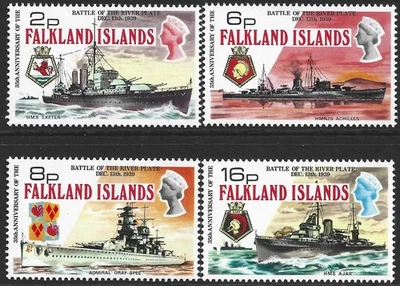 FALKLAND ISLANDS 1974 Battle of the River Plate Set SG.307/310 Como Nuevo MNH Cat: £16+ Foto 1 de 2