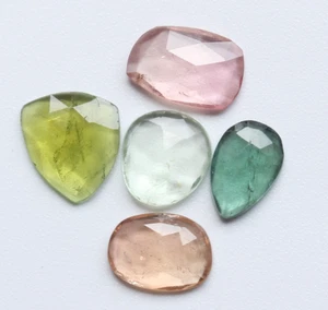 Tourmaline Rose Cut Gemstone Natural Multi Tourmaline Faceted Cabs Lot 9To10MM - Picture 1 of 8