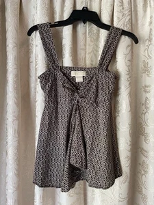 MICHAEL KORS Womens Brown Babydoll Tank Top M Cotton Diamond/Geometric design. - Picture 1 of 17
