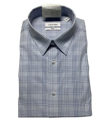 Calvin Klein Mens Slim fit Dress Shirt Medium 15 in 32-33 Blue Plaid - Image 1 of 4