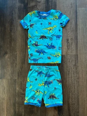 Spotted Zebra Kid Boy 2-Piece Dinosaur 100% Cotton Short Sleeve PJ Set Blue L 10 - Image 1 of 4