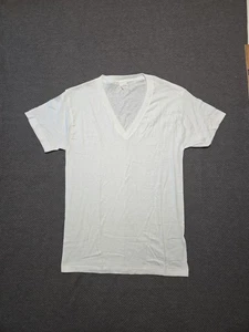 Vintage T-Shirt Jockey Power Knit unbedruckt weiß V-Ausschnitt Größe S Einzelnaht dünn - Bild 1 von 4