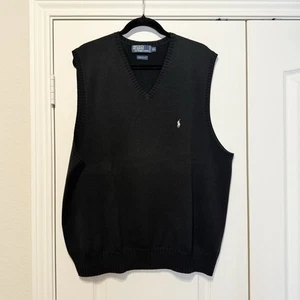 Vintage 90s Polo Ralph Lauren Sweater Vest XXL Black - Picture 1 of 5