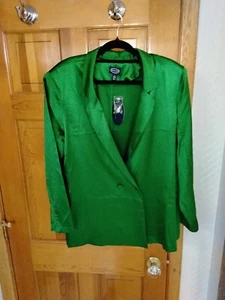 Nwt Scoop Eomens Double Brested Satin Blazer XL Emerald Green Unlined - Picture 1 of 2