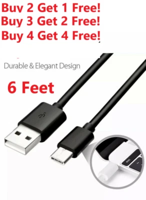 For Samsung Galaxy S8 S9 S10 S20 Note 9 10 20 USB Cable 6FT Type C Fast Charger  - Image 1 of 4