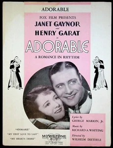1933 Adorable w/ Janet Gaynor Henry Garat Fox Movie Theme Song Sheet Music - Picture 1 of 3