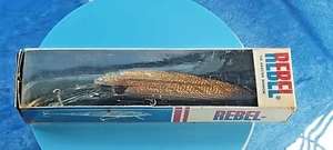 Señuelo vintage Rebel Spoonbill 3-1/2" cuerpo DR 2102 dorado y negro VER VIDEO - Imagen 1 de 7