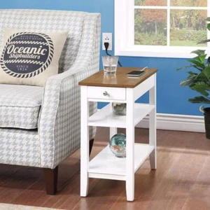 Convenience Concepts End Table 11.25" x 23.5" x 24" Rectangular Driftwood/White - Picture 1 of 8