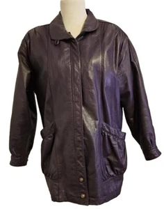 Blair Boutique Echtleder Damen Medium Dunkellila Jacke Stepp Vintage - Bild 1 von 9
