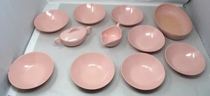 Juego de cuencos de azúcar de crema rosa Melmac vintage MCM sin marcar - Imagen 1 de 7