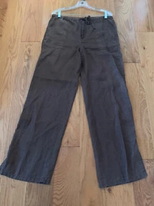 Eddie Bauer Pant Women Size 8 Linen Drawstring Waist Pockets Straight - Picture 1 of 6