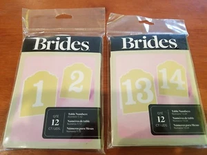 BRIDES Table Numbers 1-12, 13-24 - NEW White/Brown Fold & Stand Wedding 76073 - Picture 1 of 4