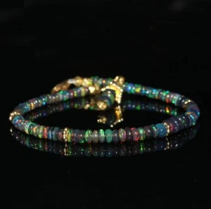 Pulsera de cuentas redondeadas lisas Welo Fire, pulsera de piedras preciosas naturales - Imagen 1 de 8