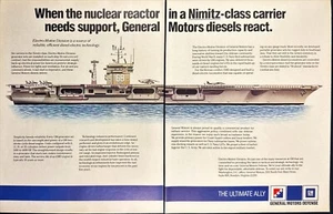 General Motors Defense Nuclear Reactor Nimitz Carrier 2 Page Print Ad 1986 - Picture 1 of 6