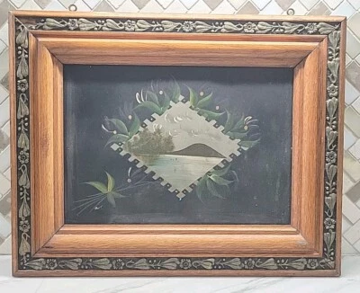 Antiguo estante victoriano para colgar en la pared de madera pintado a mano Foto 1 de 4