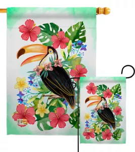 Tropische Tukan Vögel Paradies Blumen Sommer Aloha Garten Haus Hof Flagge - Bild 1 von 13