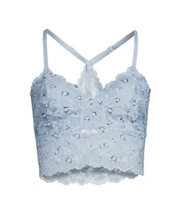 NO BOUNDARIES Juniors M Longline Lace Bralette Bra Wireless Removable Pads - Picture 1 of 4