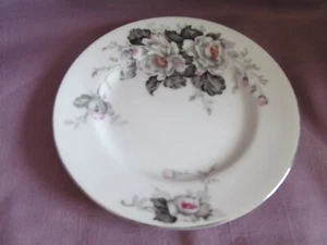 Gold Coast China Bread Plate Grey Dahlia Japan Black Gray Pink Floral - Picture 1 of 4