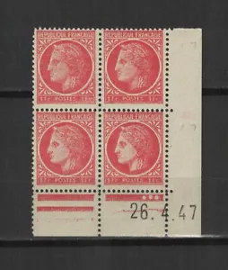 France 1945-47 type Cérès bloc de 4 timbres non oblitérés coin daté /TR9688 - Bild 1 von 1