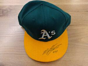 Miguel Tejada auto autograph signed Oakland Athletics A's hat 2001 Fleer Legacy