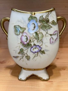 Antike Limoges Martial Redon Vase mit Fuß, handbemalt, Goldrand, 8 1/4" - Bild 1 von 11